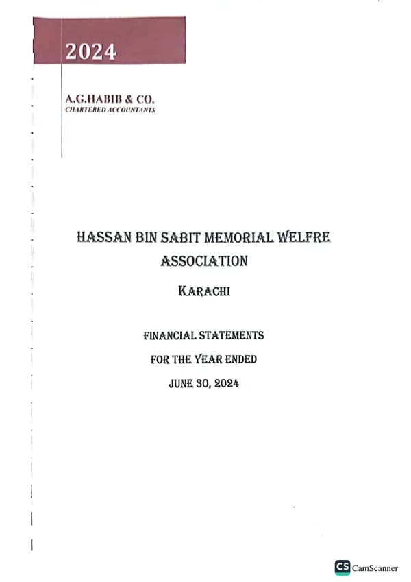 First page of the HBSMWA audited accounts for FY2023–24, audited by A.G. Habib & Co.